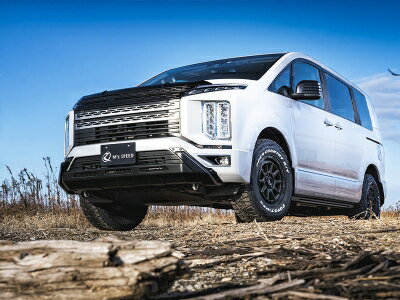 CV1W デリカD:5 フロントバンパーガード シボ加工 つや消しブラック仕様 取付込