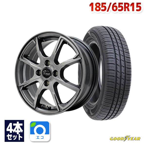 【P10倍！5/20 12:00-23:59】【取付対象】185/65R15 サマータイヤ タイヤホイールセット Verthandi PW-S8 15x5.5 +43 100x4 METALLIC GRAY + EfficientGrip ECO EG01 【送料無料】 (185/65/15 185-65-15 185/65-15) 夏タイヤ 15インチ 4本セット