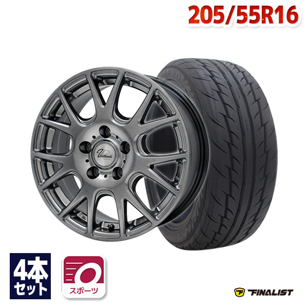 【P10倍！5/15限定】【取付対象】205/55R16 サマータイヤ タイヤホイールセット Verthandi YH-M7V 16x6.5 +45 100x5 METALLIC GRAY + 595 EVO 【送料無料】 (205/55/16 205-55-16 205/55-16) 夏タイヤ 16インチ 4本セット