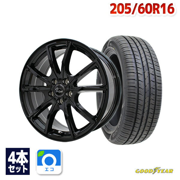 【P10倍！5/20 12:00-23:59】【取付対象】205/60R16 サマータイヤ タイヤホイールセット Verthandi PW-S10 16x6.5 38 114.3x5 BLACK + EfficientGrip ECO EG01 【送料無料】 (205/60/16 205-60-16 205/60-16) 夏タイヤ 16インチ 4本セット