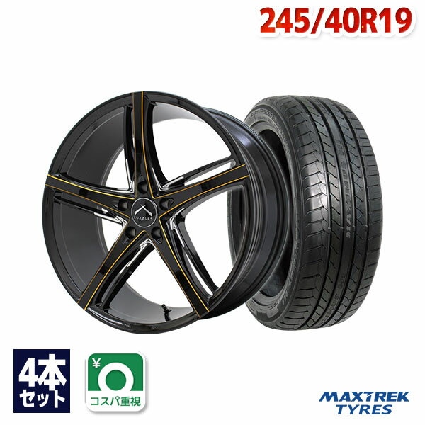 【P10倍！5/18 12:00-23:59】【取付対象】245/40R19 サマータイヤ タイヤホイールセット LUXALES PW-V1 19x8.5 +38 114.3x5 BK/G.MILLING + MAXIMUS M1 【送料無料】 (245/40/19 245-40-19 245/40-19) 夏タイヤ 19インチ 4本セット