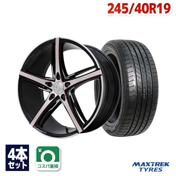 【P10倍！5/15限定】【取付対象】245/40R19 サマータイヤ タイヤホイールセット LUXALES PW-V1 19x8.5 +38 114.3x5 BK&P/R.MILLING + MAXIMUS M1 【送料無料】 (245/40/19 245-40-19 245/40-19) 夏タイヤ 19インチ