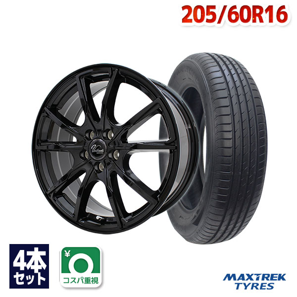 【P10倍！5/18 12:00-23:59】【取付対象】205/60R16 サマータイヤ タイヤホイールセット Verthandi PW-S10 16x6.5 38 114.3x5 BLACK + MAXIMUS M2 【送料無料】 (205/60/16 205-60-16 205/60-16) 夏タイヤ 16インチ