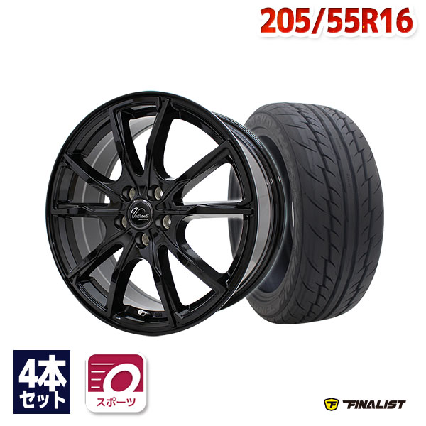 【P最大37倍！12/7 20:00〜】【取付対象】205/55R16 サマータイヤ タイヤホイールセット Verthandi PW-S10 16x6.5 48 100x5 BLACK + 595 EVO 【送料無料】 (205/55/16 205-55-16 205/55-16) 夏タイヤ 16インチ 4本セット