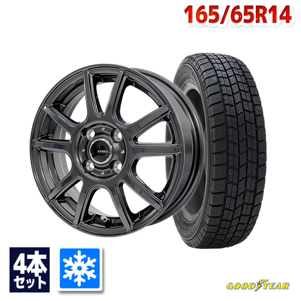 【取付対象】165/65R14 スタッドレスタイヤ タイヤホイールセット GOODYEAR グッドイヤー ICE NAVI 7 スタッドレス + EMBELY S10 14x4.5 +45 100x4 GM 【送料無料】 （165/65/14 165-65-14) 冬タイヤ 14インチ