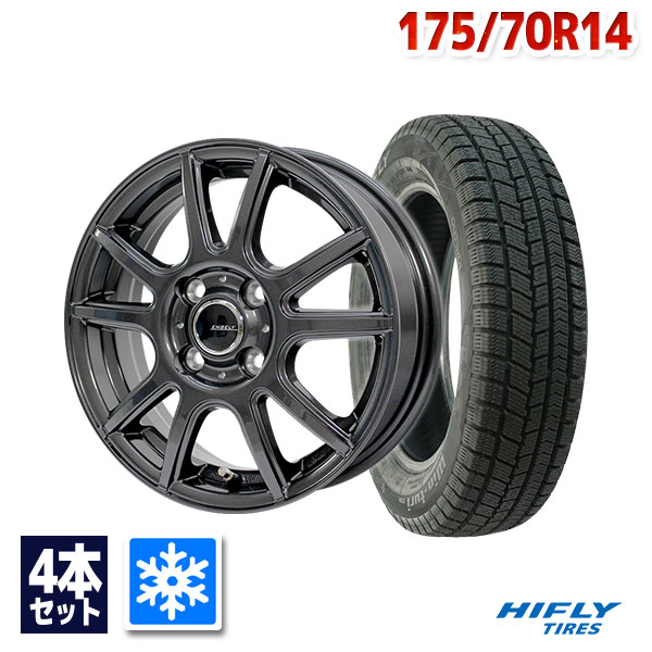 【P最大37倍!11/4 20:00~】175/70R14 スタッドレスタイヤ タイヤホイールセット HIFLY ハイフライ Win-turi 216 スタッドレス + EMBELY S10 14x5.5 +42 100x4 GM 【送料無料】 (175/70/14 175-70-14) 冬タイヤ 14インチ【2025年製】