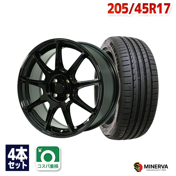 【P最大37倍！12/7 20:00〜】205/45R17 サマータイヤ タイヤホイールセット FINALIST FJ-S9 17x7.0 +45 100x4 GBK + F205 【送料無料】 (205/45/17 205-45-17 205/45-17) 夏タイヤ 17インチ