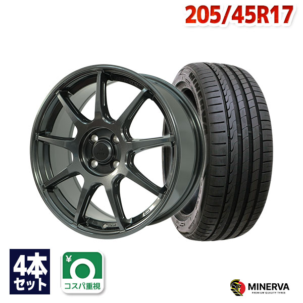 【P最大37倍！12/7 20:00〜】205/45R17 サマータイヤ タイヤホイールセット FINALIST FJ-S9 17x7.0 +45 100x4 DGM + F205 【送料無料】 (205/45/17 205-45-17 205/45-17) 夏タイヤ 17インチ