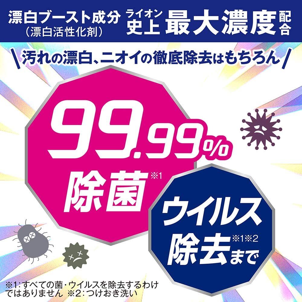 漂白剤 衣類用 酸素系 パウダー ブライト STRONG 極 粉末タイプ 本体 洗濯 つけ置き ウイルス 除菌 汚れ ニオイ ライオン 黄ばみ シミ 黒ずみ 生乾き臭 スプーン ポケット 570g ×2個 3