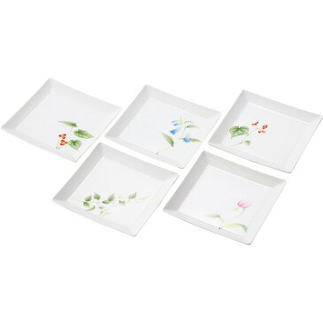 【送料無料 送料込※北海道・沖縄除く】香蘭社 五草花 角銘々皿5枚揃 W9507-FOS5【内祝い/お返し/出産内祝い/結婚内祝い 御礼 お中元 暑中見舞い 残暑見舞い 帰省土産/お見舞い/お供え 御供 初盆志 新盆志 /香典返し/粗供養/快気祝い/快気内祝い 】