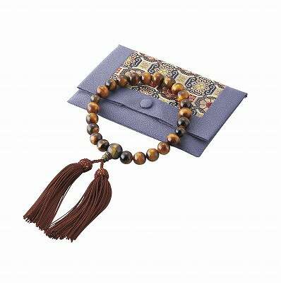 送料無料 送料込 男性用念珠セット 虎目石 混虎目石 NJ-D153K