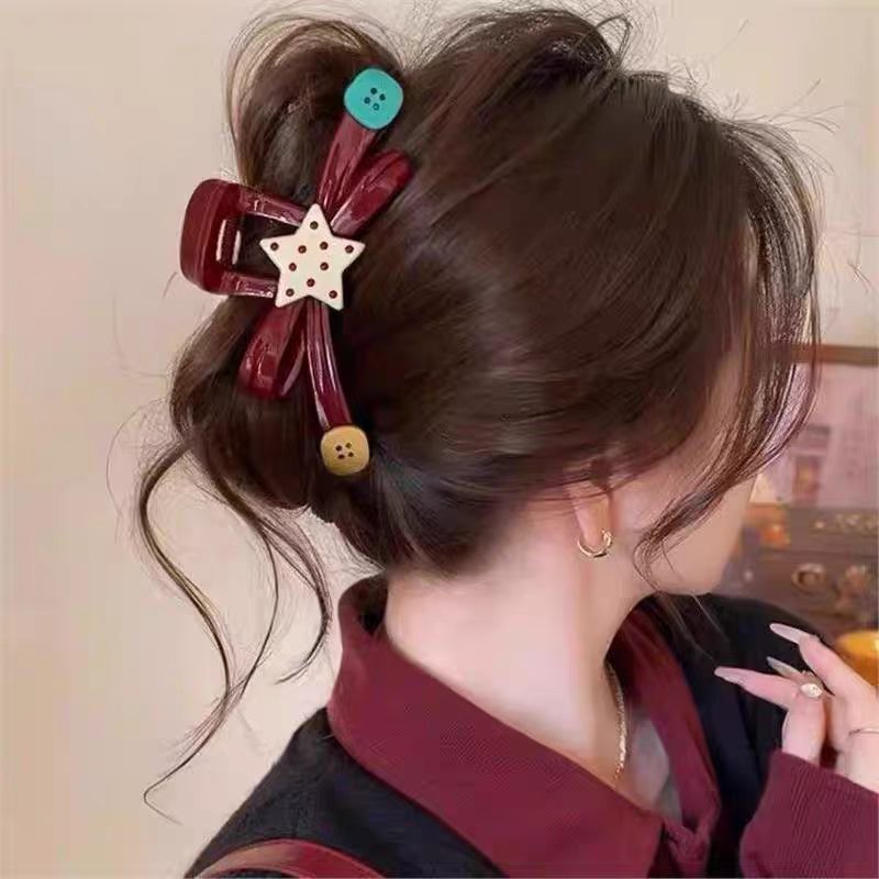 Rakuten - レッドリボン × 星柄ヘアクリップヘアアクセサリー