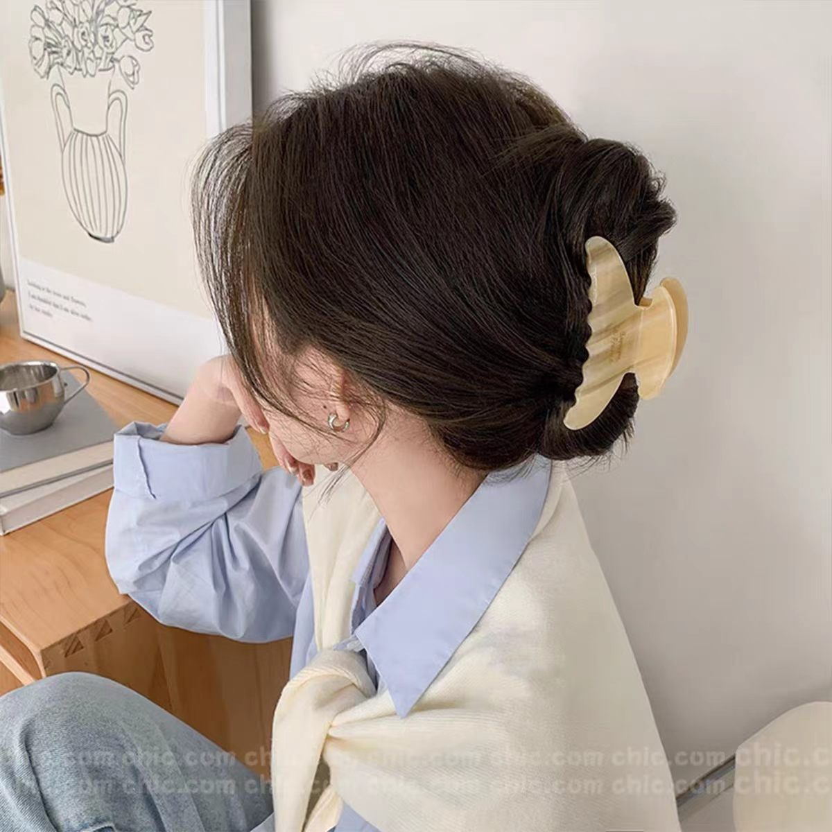 Rakuten - マーブル柄 大きめヘアクリップ ヘアアクセサリー