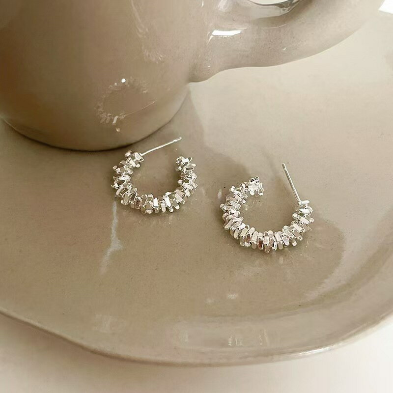 Rakuten - クリスタルライン フープピアス シルバーアクセサリー 18K ホワイトゴールドメッキ
