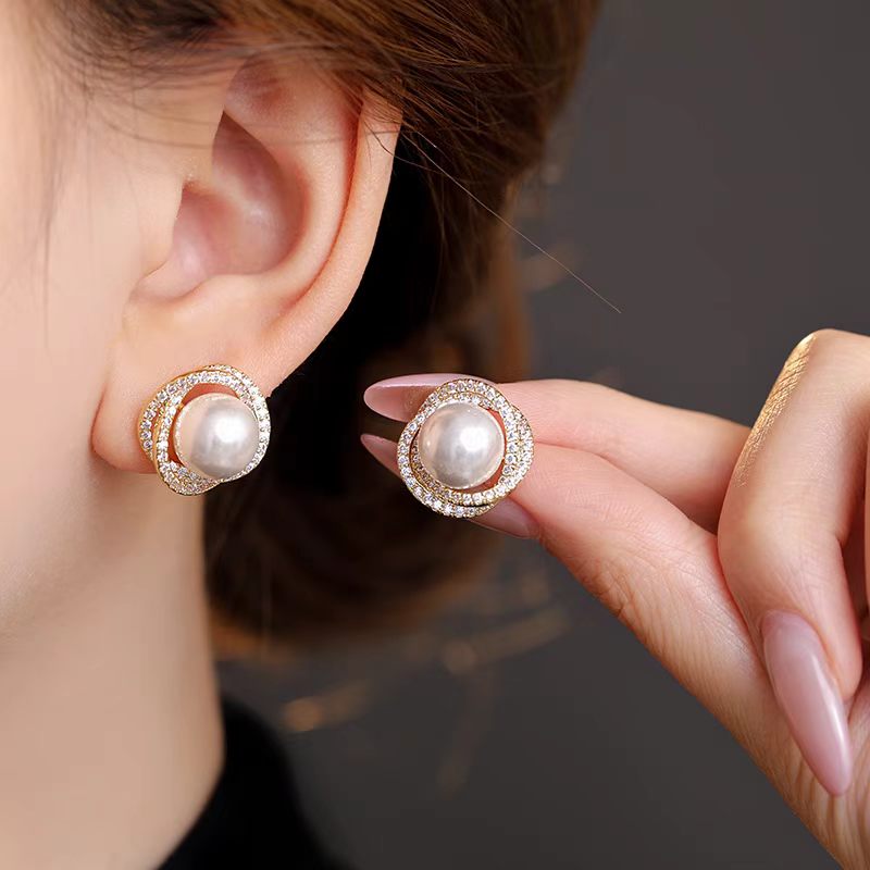 Rakuten - パール × ジルコニア シルバーピアス / イヤリング 通勤 通学 18K ホワイトゴールドメッキ