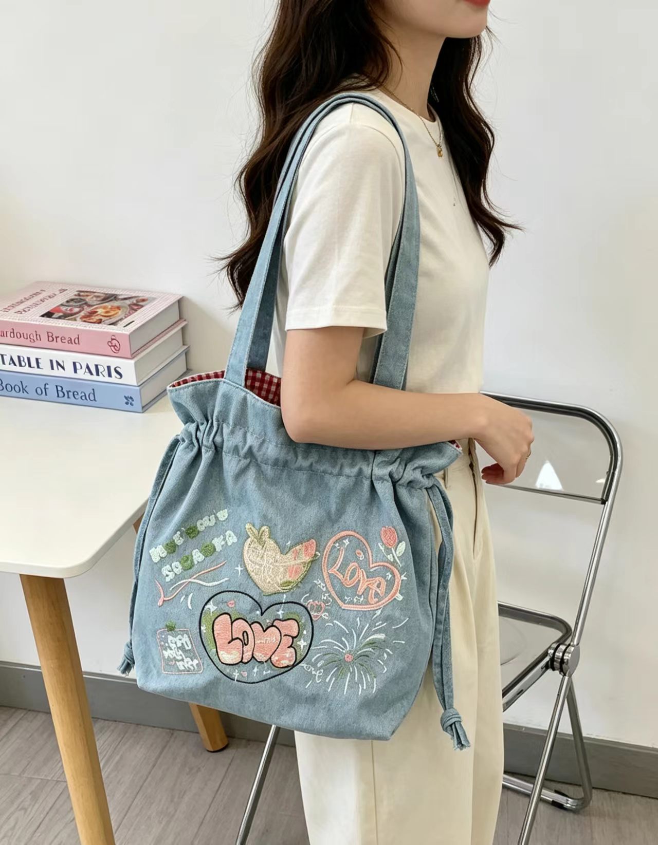 Rakuten - 巾着トートバッグ 大容量 通勤 通学 お出かけ プレゼント