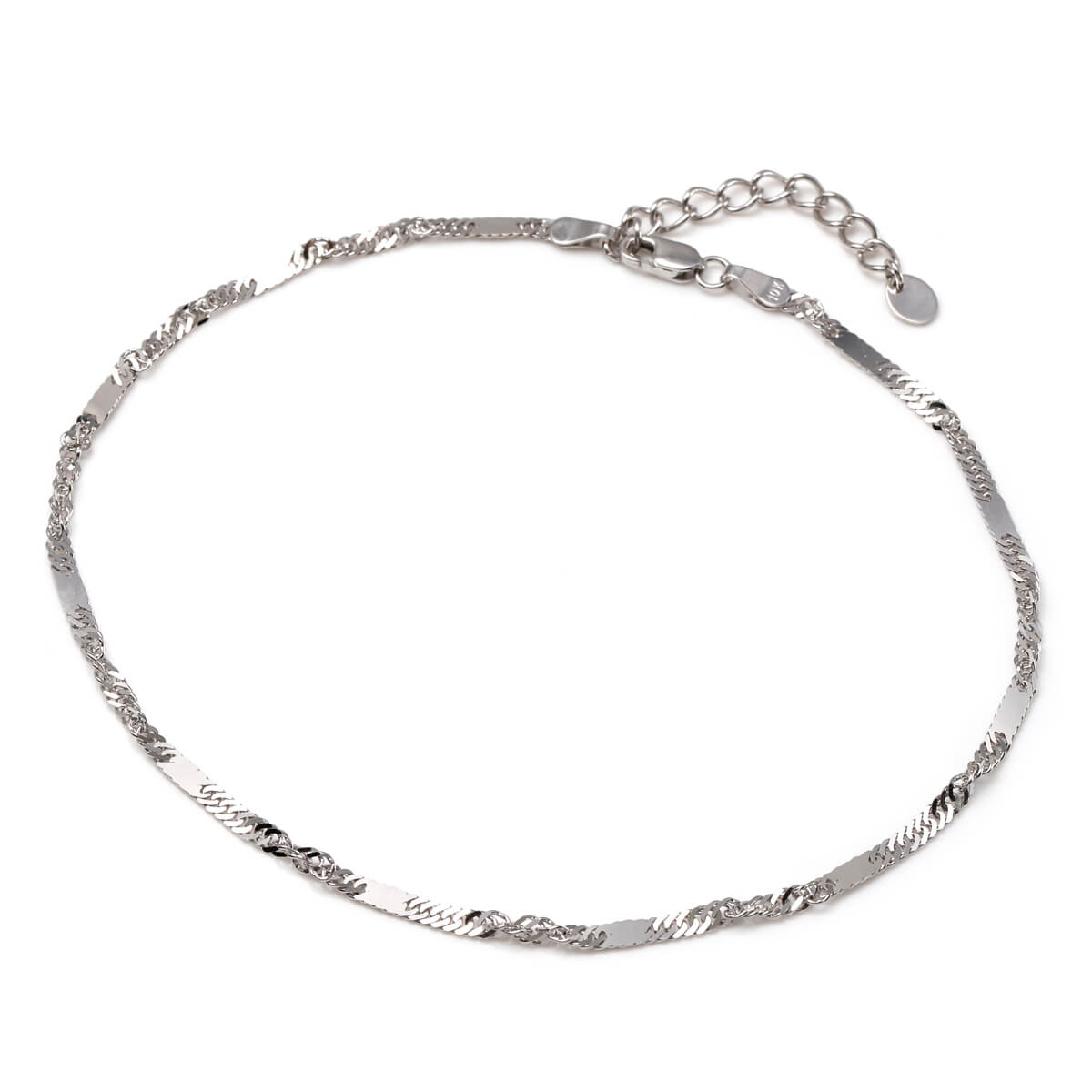 10K ホワイトゴールド スクリューアンクレット 幅2mm 23cm-26cm KKP3944