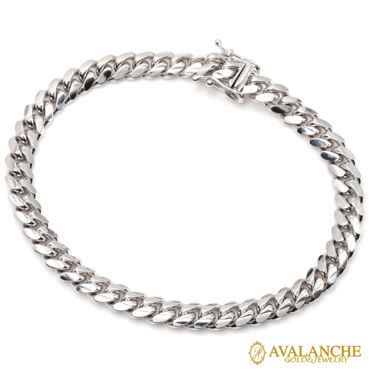 10K ホワイトゴールド マイアミブレスレット 幅6mm 19cm KKP6029-W