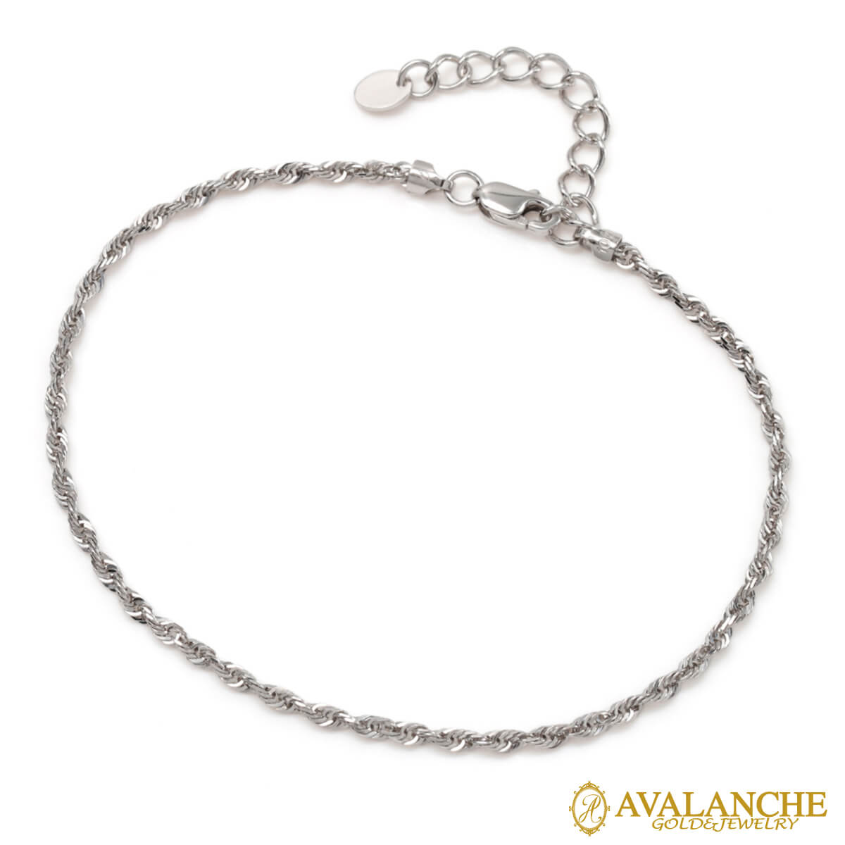 10K ホワイトゴールド ロープブレスレット 幅1.8mm 17cm-20cm UKPG000026