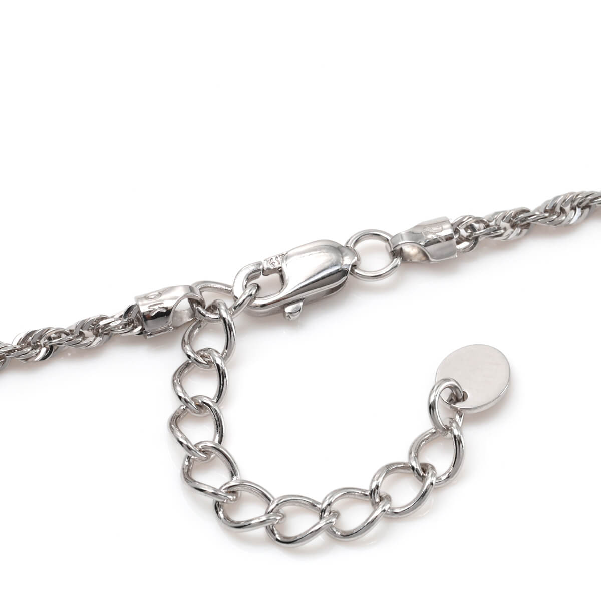 10K ホワイトゴールド ロープブレスレット 幅1.8mm 17cm-20cm UKPG000026