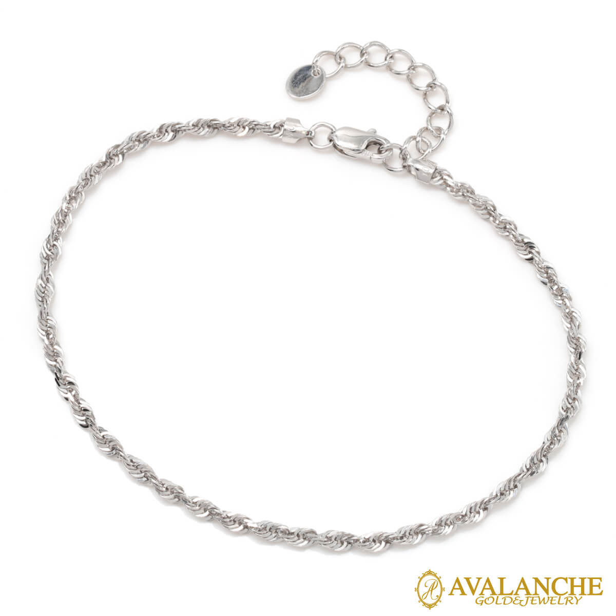 10K ホワイトゴールド ロープブレスレット 幅2.2mm 17cm-20cm UKPH000003