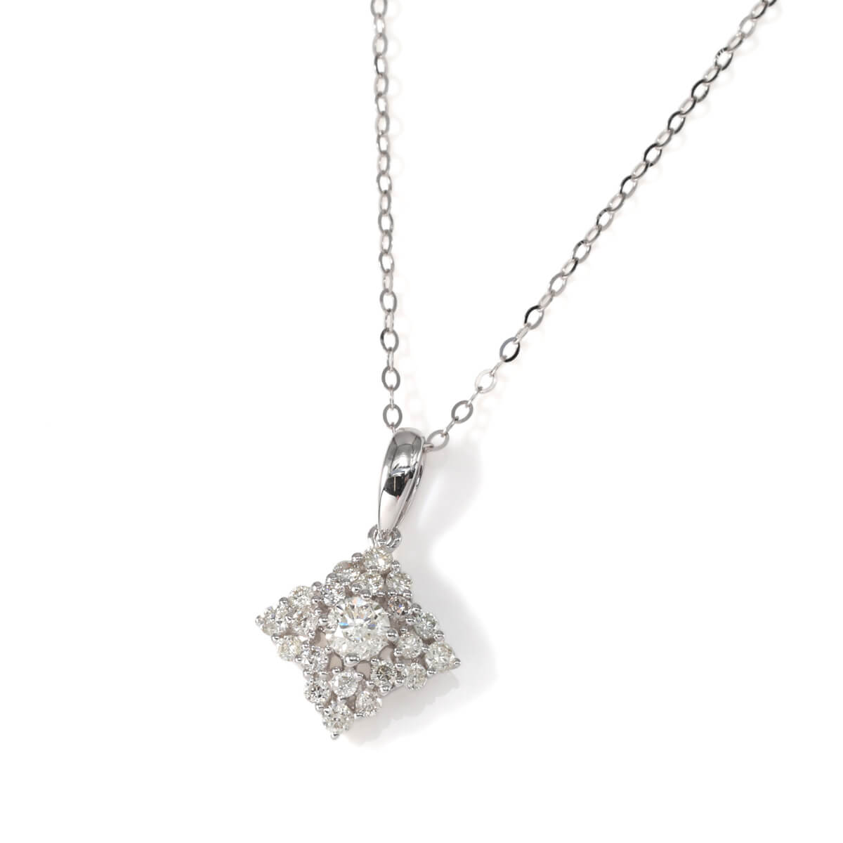 ダイヤモンド 18K ホワイトゴールド ネックレス&ペンダント 40cm-45cm P23268-18KW