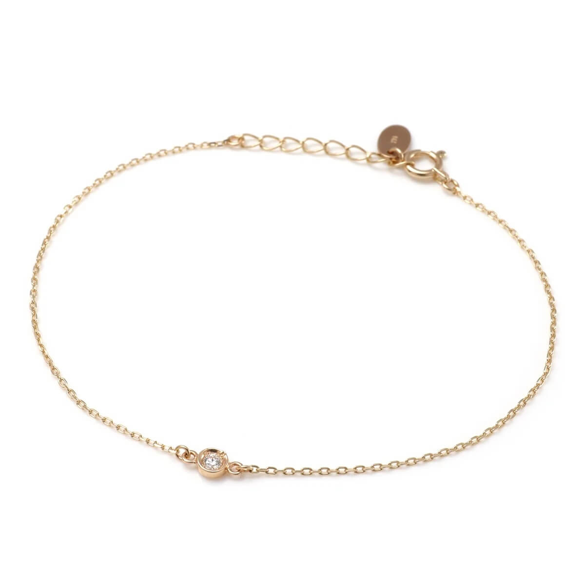 ダイヤモンド 10K イエローゴールド ブレスレット 幅1mm 15-17cm 225B2SDC4