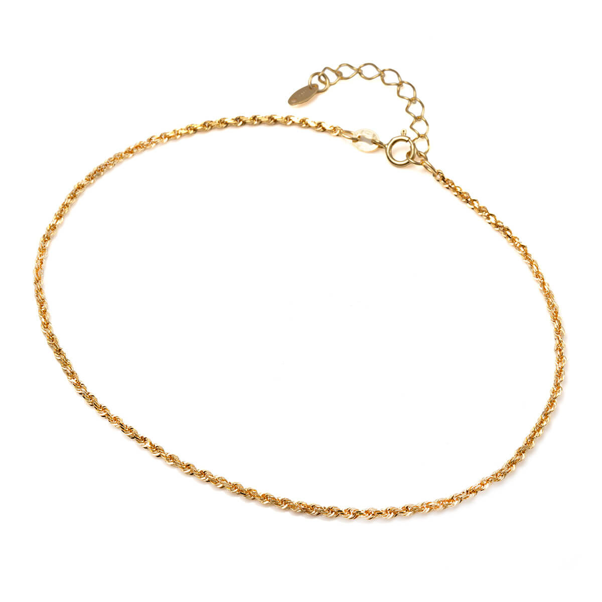 10K イエローゴールド ロープアンクレット 幅1.7mm 23-26cm 030CRD