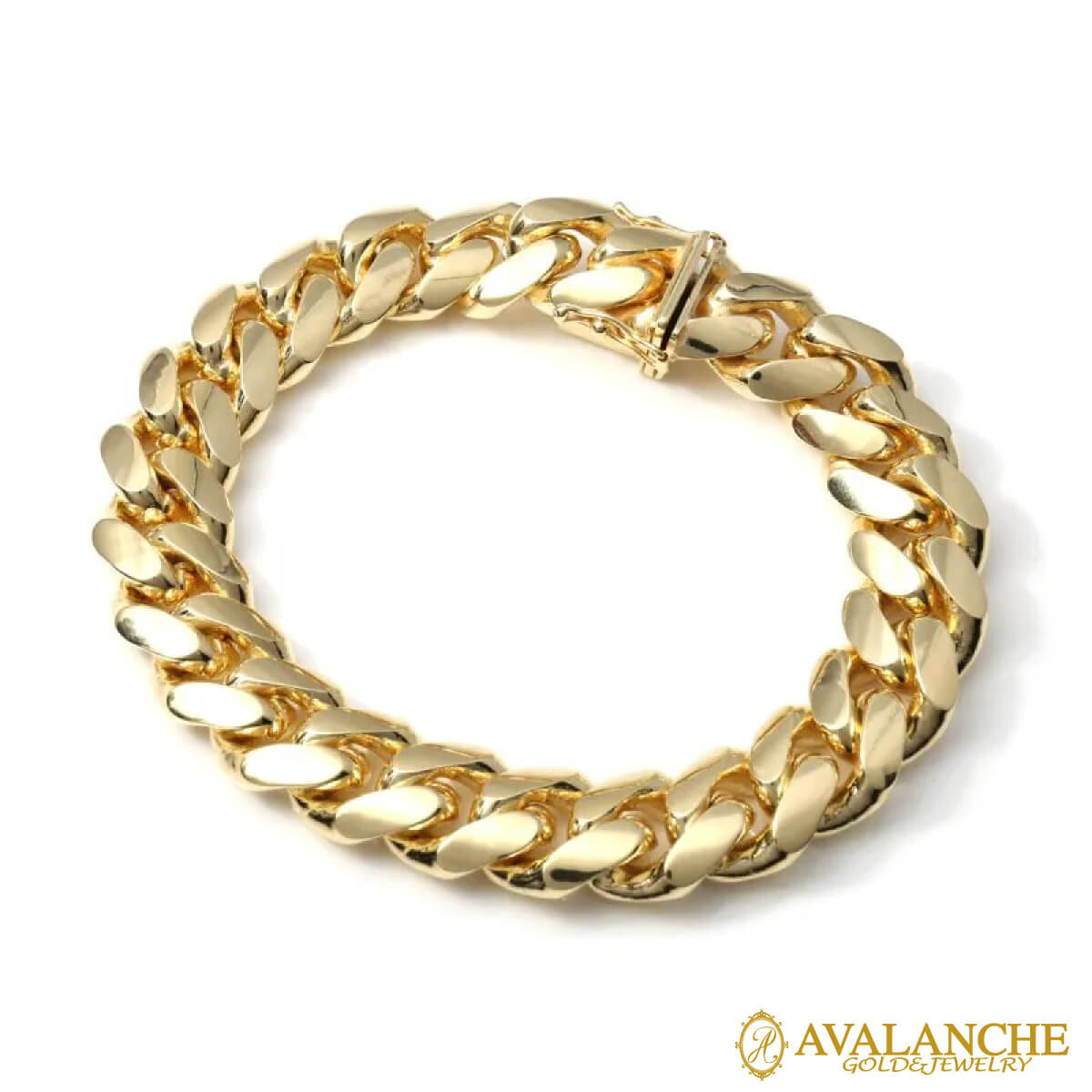 10K イエローゴールド マイアミブレスレット 幅12.5mm 19cm KKP7466