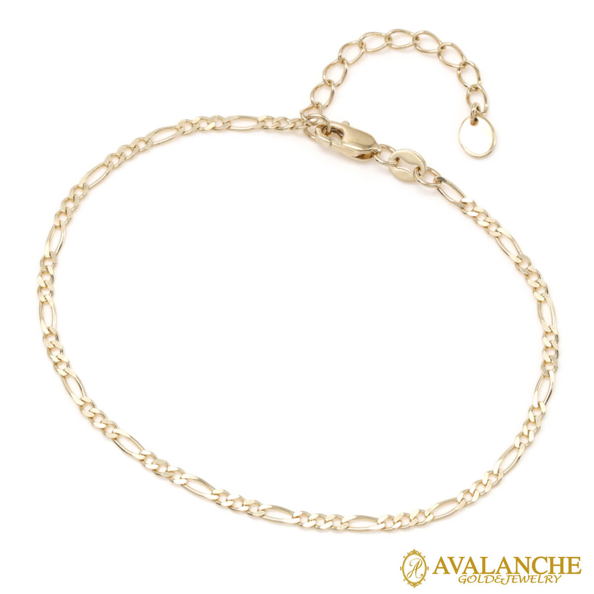10K イエローゴールド フィガロブレスレット 幅1.8mm 16cm-19cm KKP5576