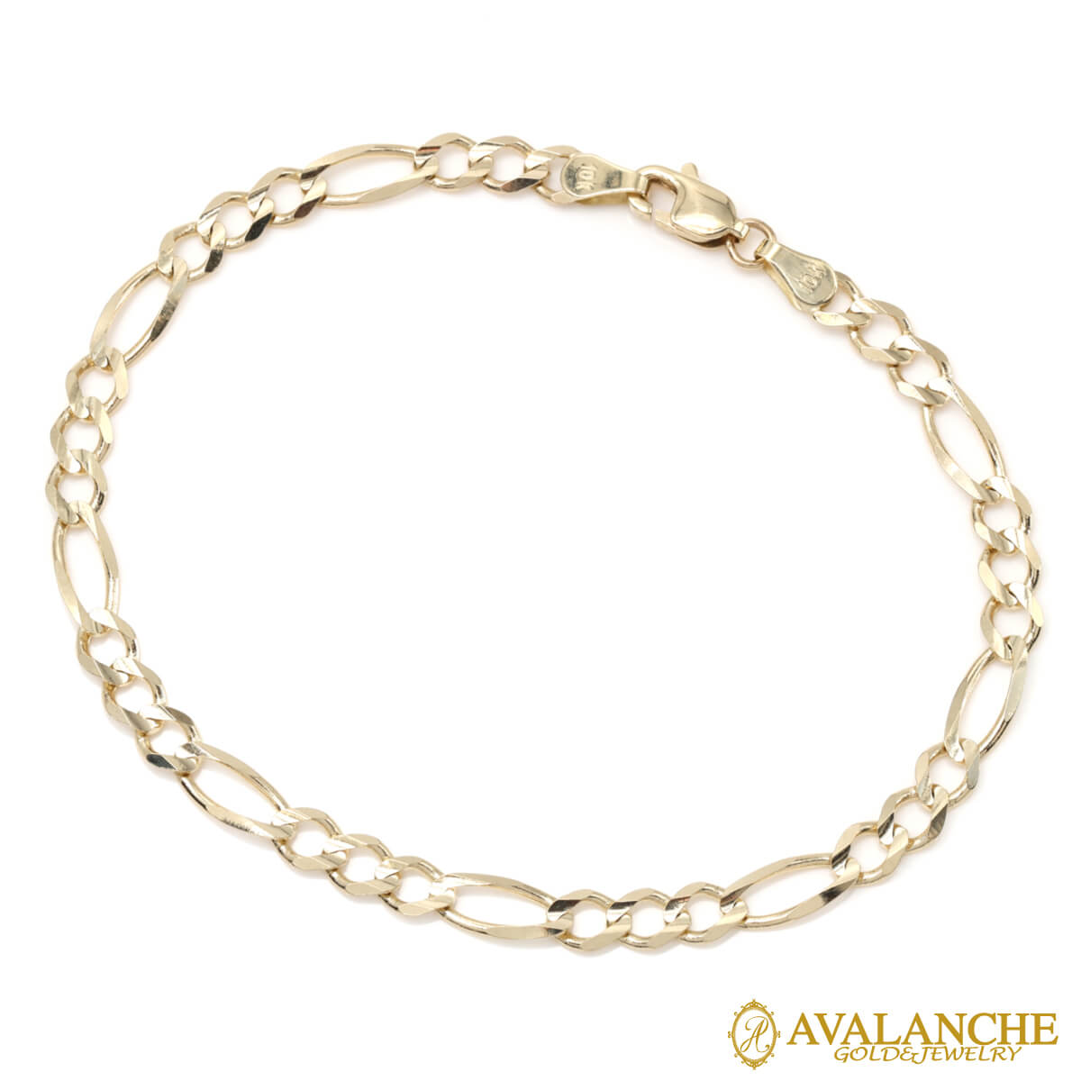 10K イエローゴールド フィガロブレスレット 幅4.3mm 19cm KKP5806