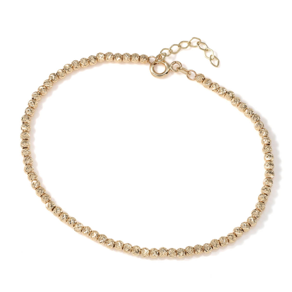 10K イエローゴールド カットボールブレスレット 幅2.5mm 17cm-19cm B25-28