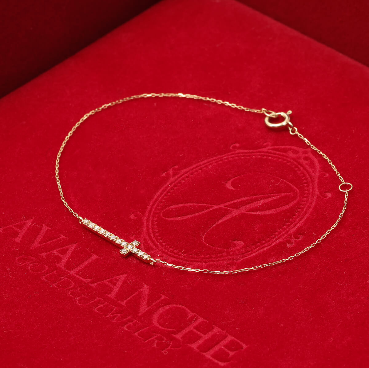 クリスマス限定ギフトセット ダイヤモンド 10K イエローゴールド サイドウェイズクロス ブレスレット 1..