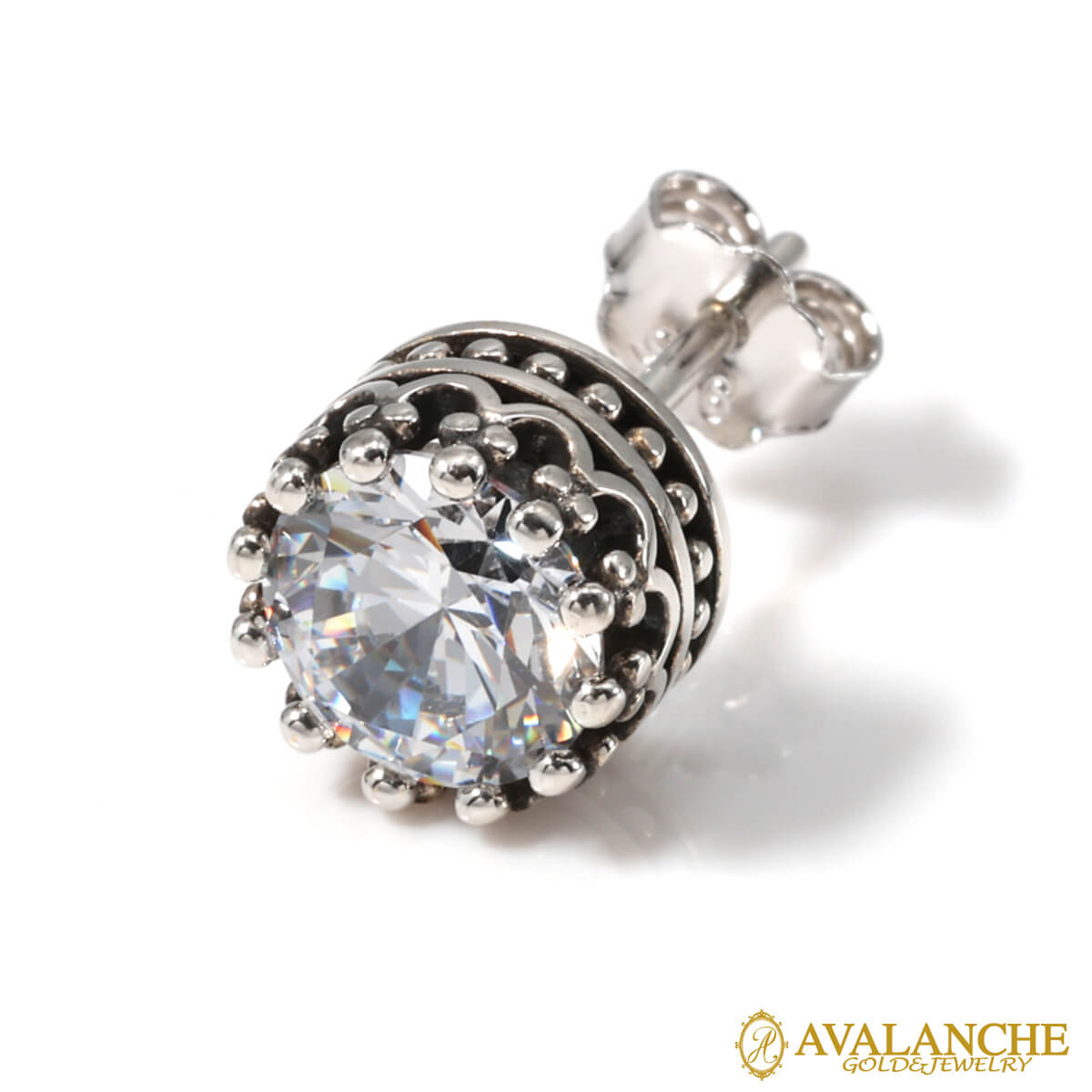 シルバー ピアス いぶし加工 8mm 971-6155