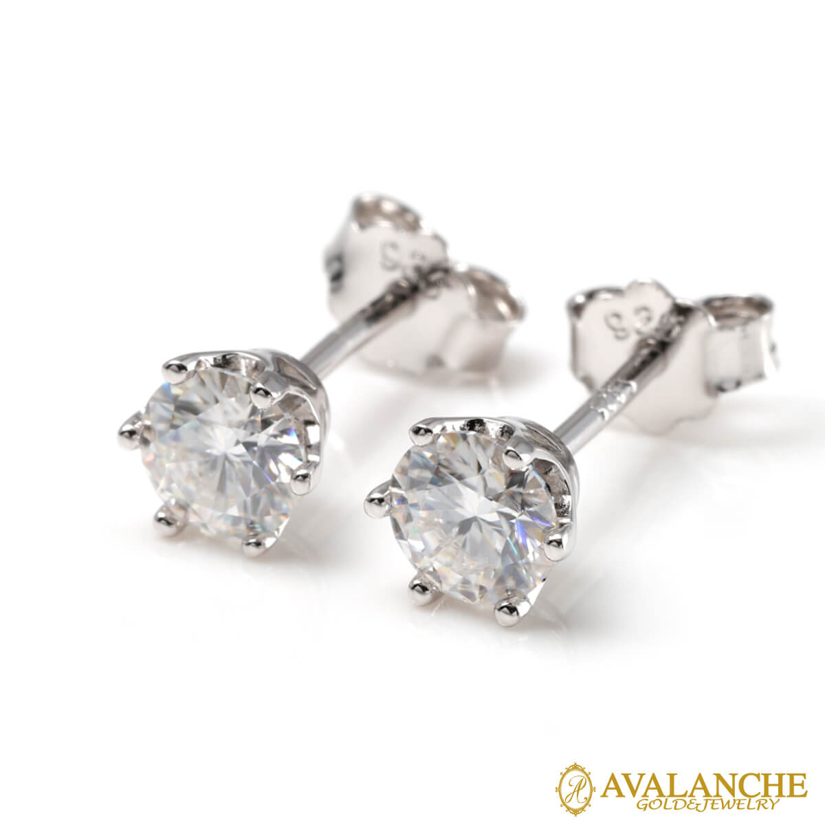 乐天商城 - モアサナイト シルバー ソリティアピアス 5mm 6PRONG-0.5CT