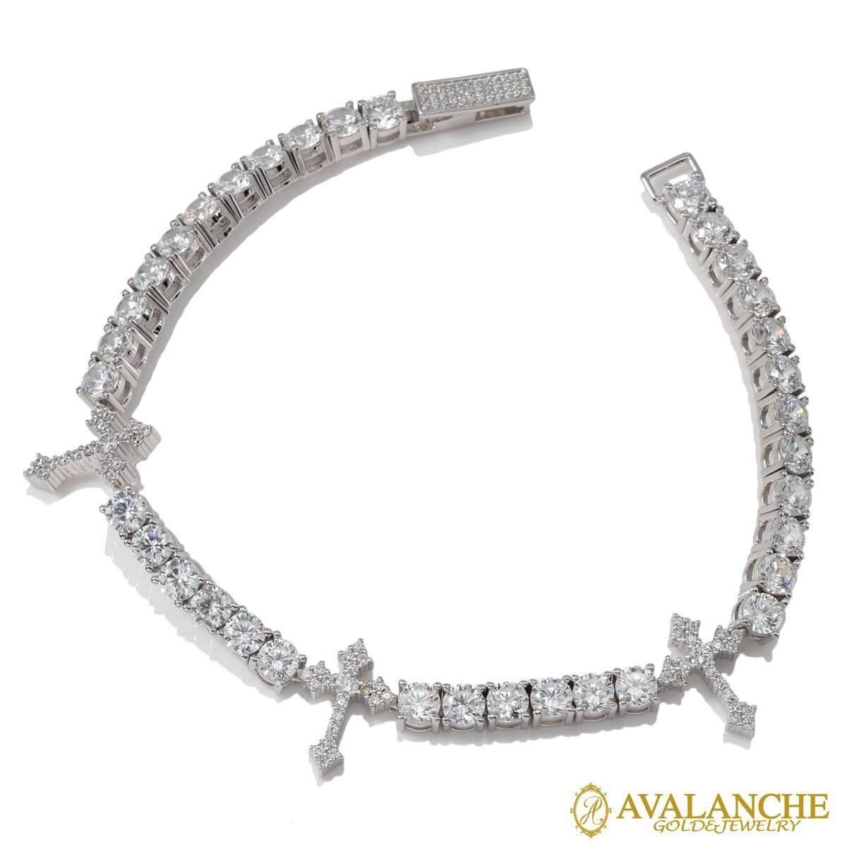 乐天商城 - シルバー テニスブレスレット 幅4mm 18cm-19cm AHBL-D042-CROSS