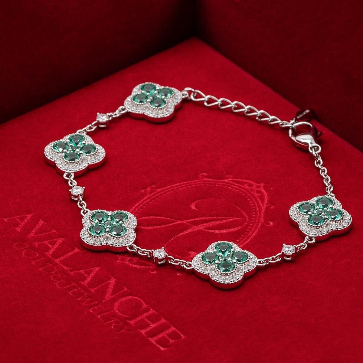 クリスマス限定ギフトセット シルバー ブレスレット 幅15.2mm 17cm-20cm CLV-BR-GRN