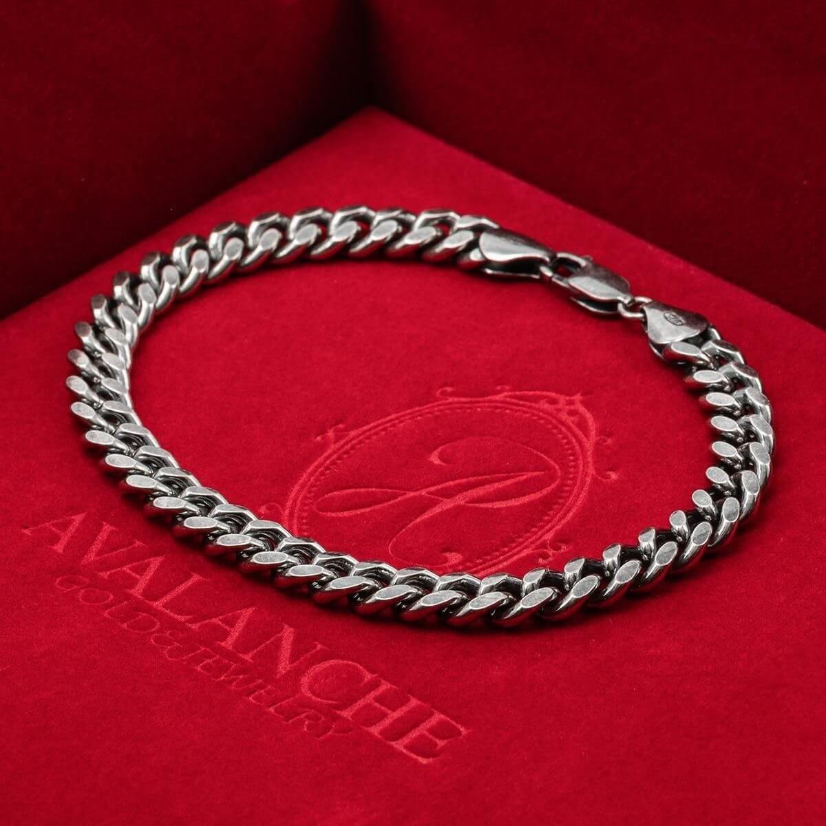 クリスマス限定ギフトセット シルバー マイアミブレスレット 幅7.3mm 19cm-21cm いぶし加工 A200KMDO2-..