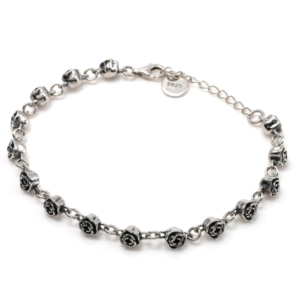 シルバー ブレスレット 幅5.5mm 17cm-20cm いぶし加工 A1E106