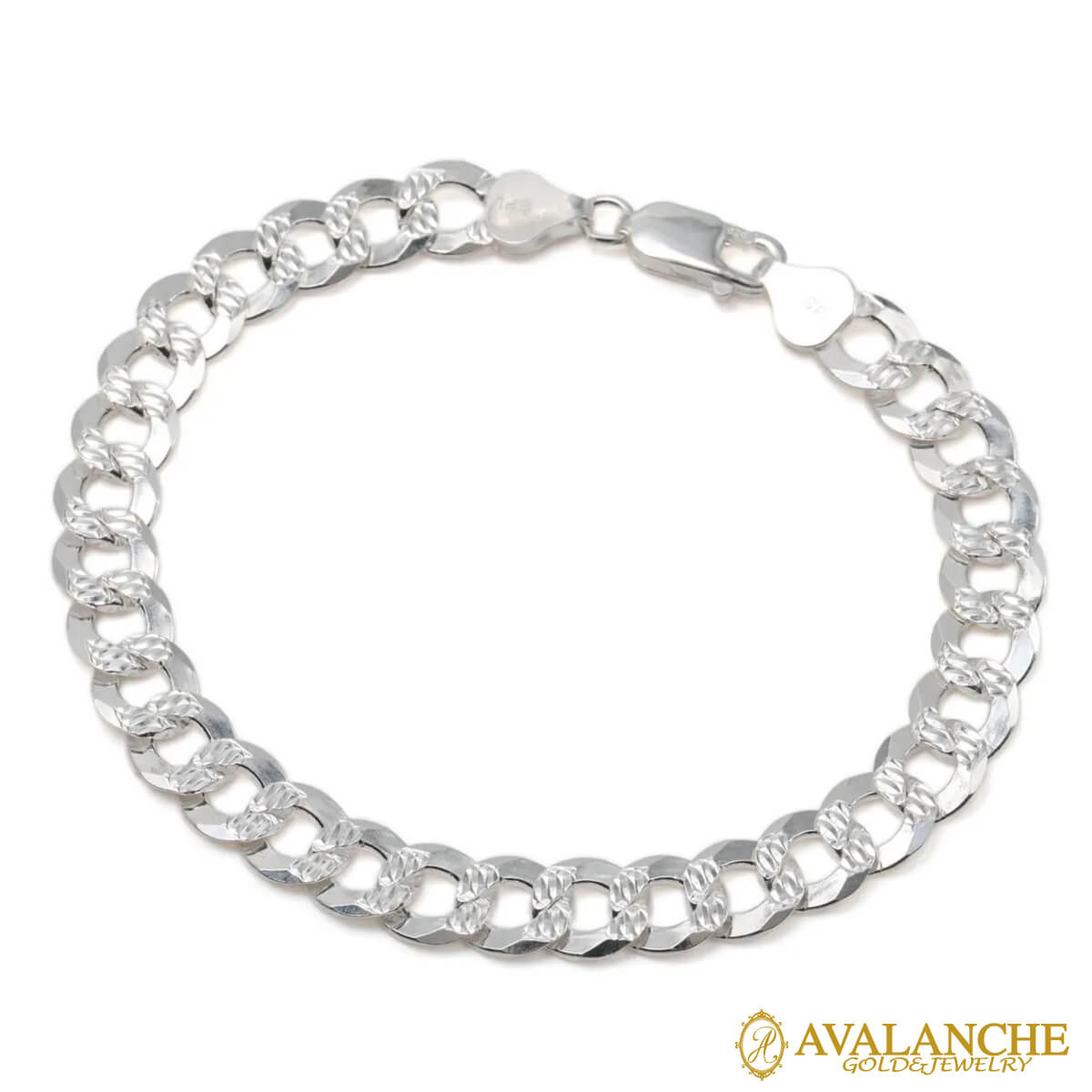 シルバー キューバンブレスレット 幅8mm 20cm ACH631