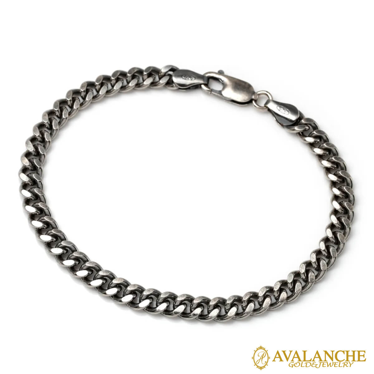 シルバー マイアミブレスレット 幅5.3mm 19cm いぶし加工 150KDO2-OX