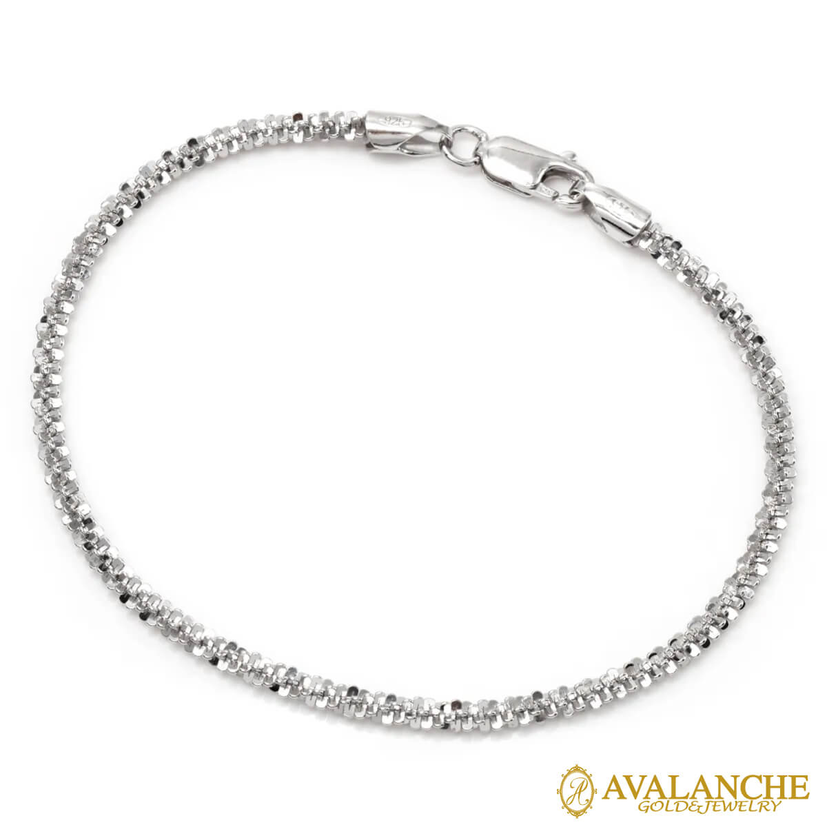 シルバー ツイストスパークルブレスレット 幅2.8mm 17cm-19cm HB-D-0502RIT