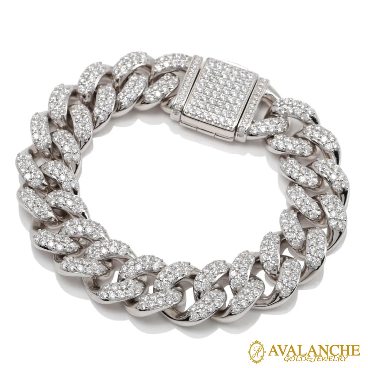 シルバー マイアミブレスレット 幅16.5mm 19cm-20cm AHBL-J012