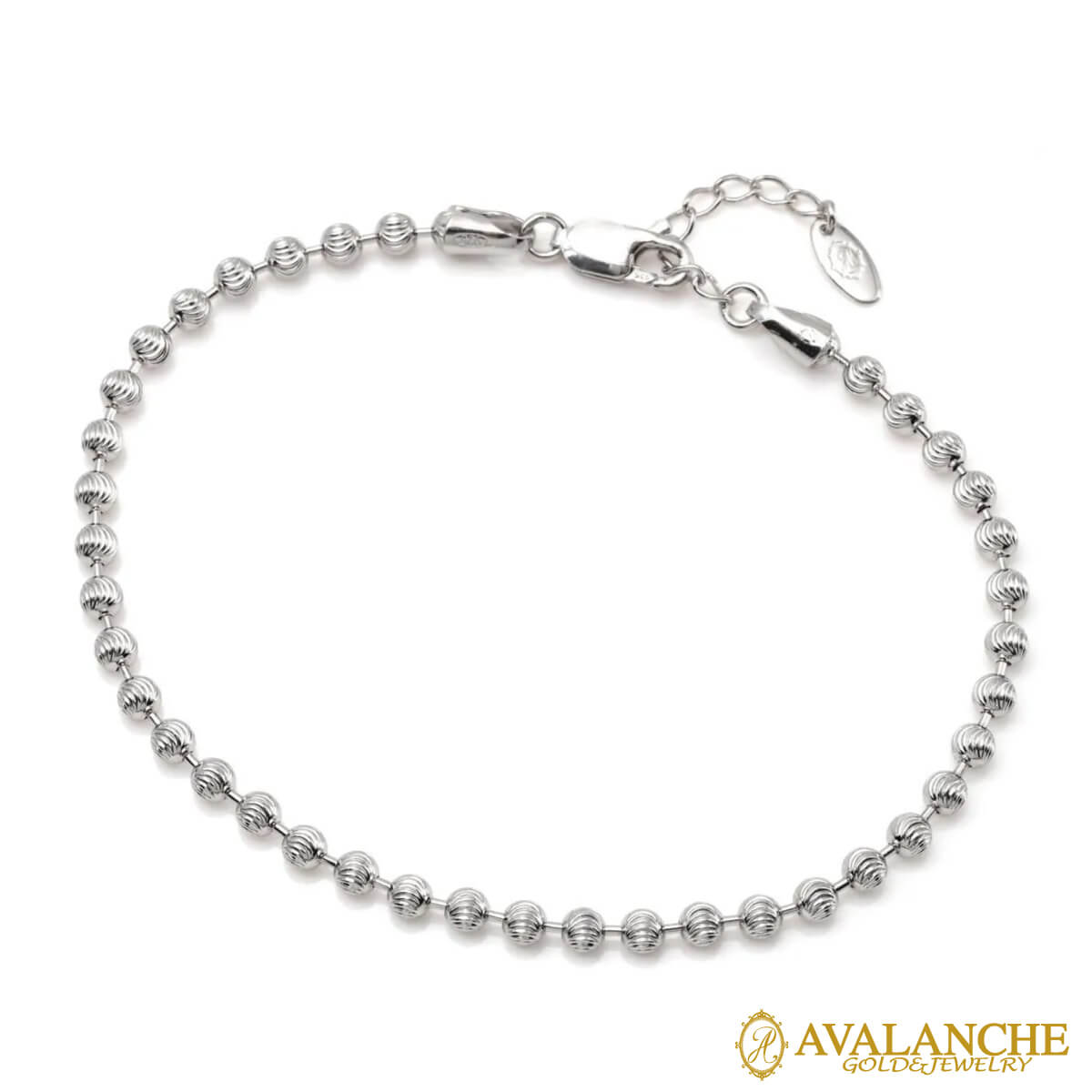 シルバー ムーンカットボールアンクレット 幅4mm 23cm-26cm A400KPLD-MOON