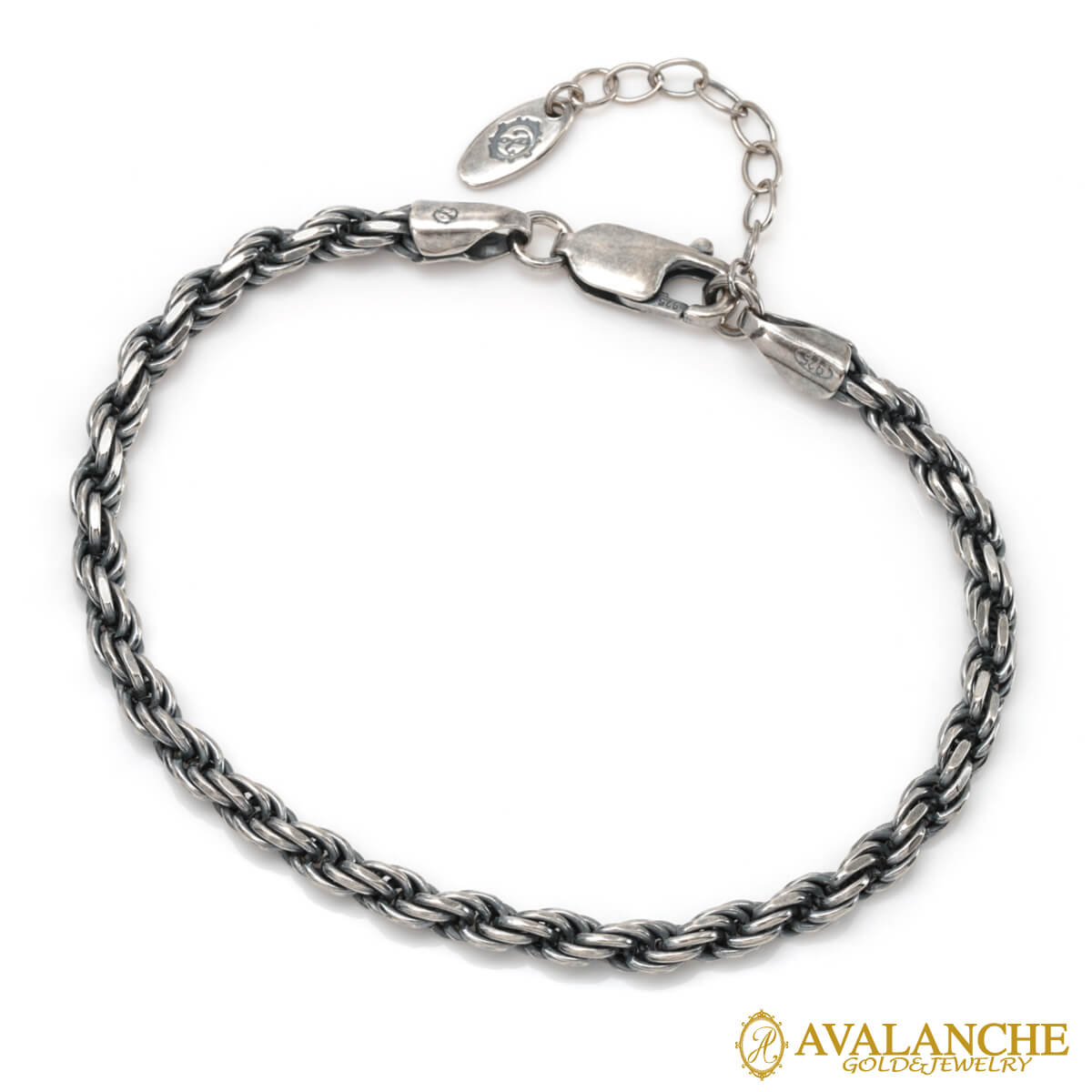 乐天商城 - シルバー ロープブレスレット 幅3.5mm 18cm-21cm いぶし加工 080HCMD-LOX
