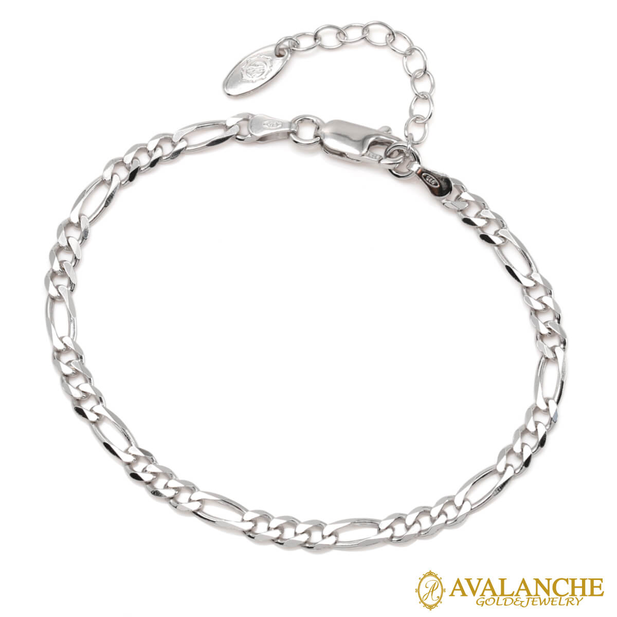 シルバー フィガロブレスレット 幅3.8mm 18cm-21cm 100F2-31D6