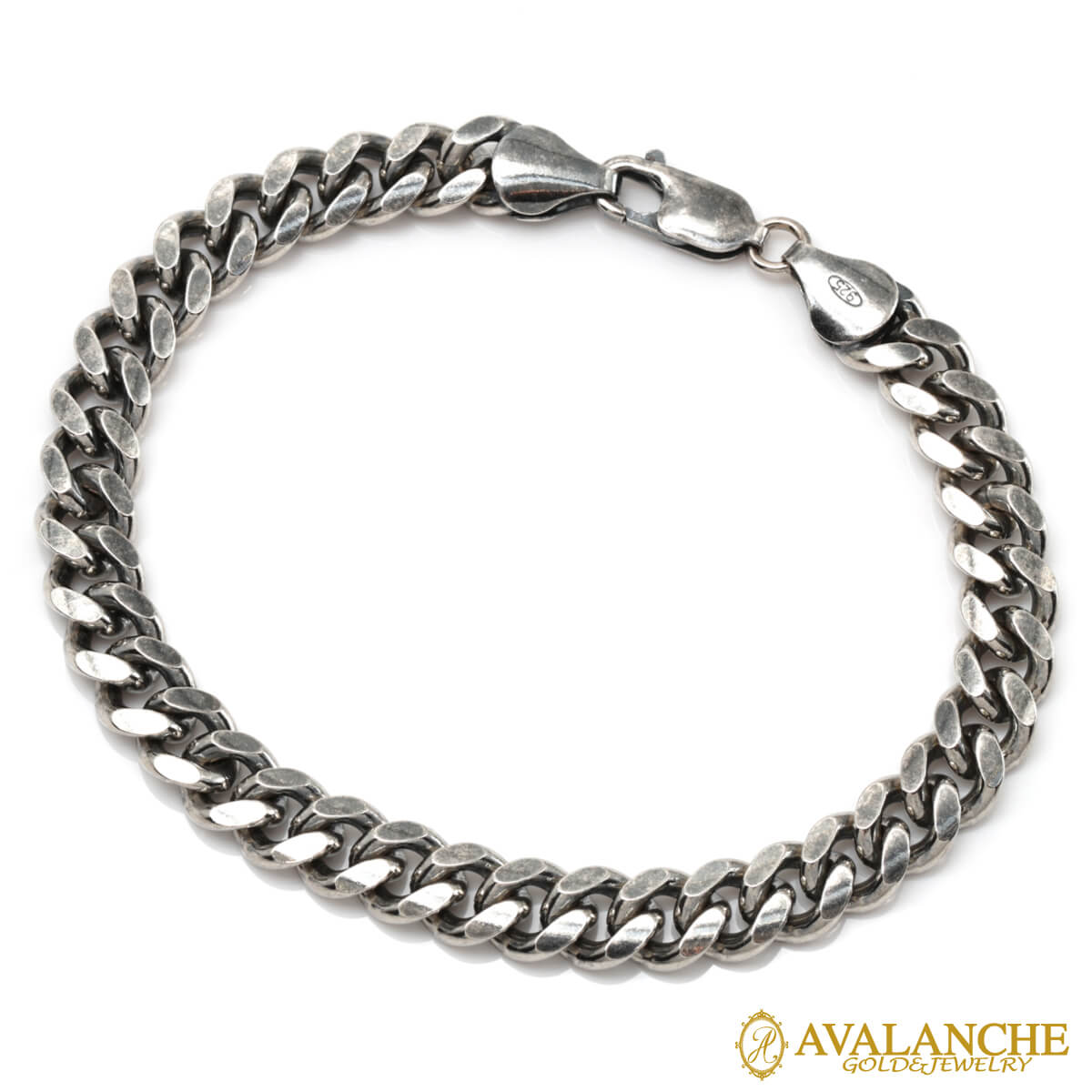 シルバー マイアミブレスレット 幅7.3mm 19cm-21cm いぶし加工 A200KMDO2-LOX