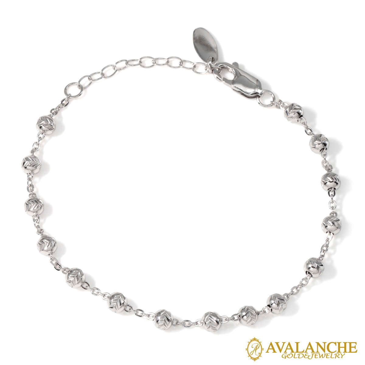 シルバー カットボールブレスレット 幅4mm 17cm-20cm 042KFBP4-1CDA