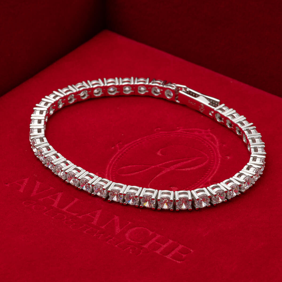 クリスマス限定ギフトセット シルバー テニスブレスレット 幅4mm 18cm-20cm AHBL-D042-4MM