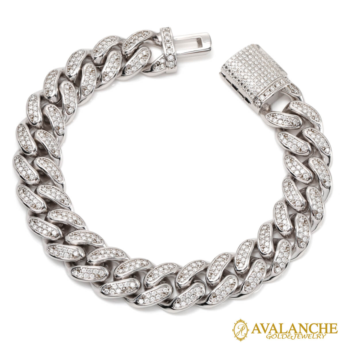 乐天商城 - モアサナイト シルバー マイアミブレスレット 幅12mm 19cm AB01654S-MSN